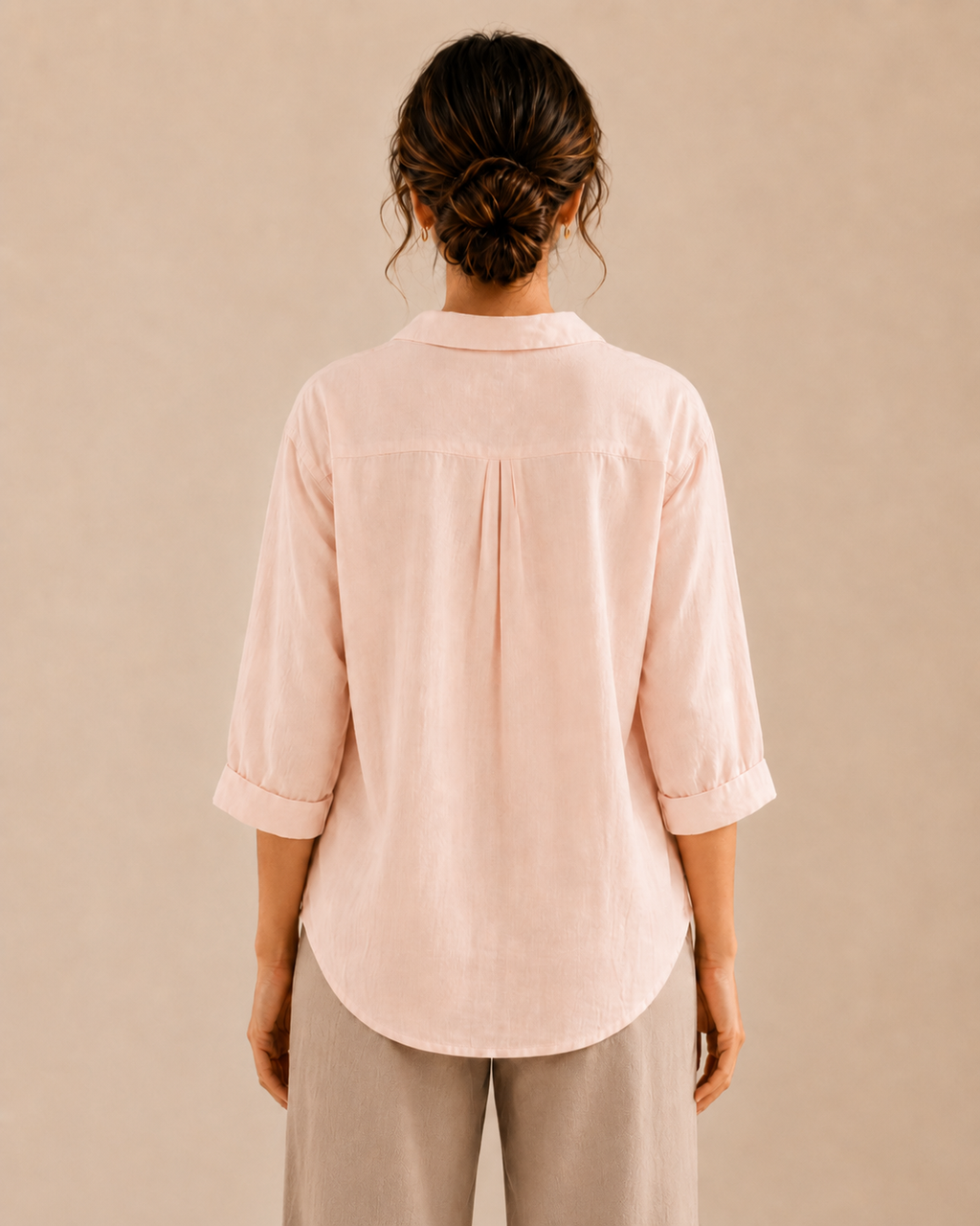 Soft Blush Pink Artisan Embroidered Cotton Shirt