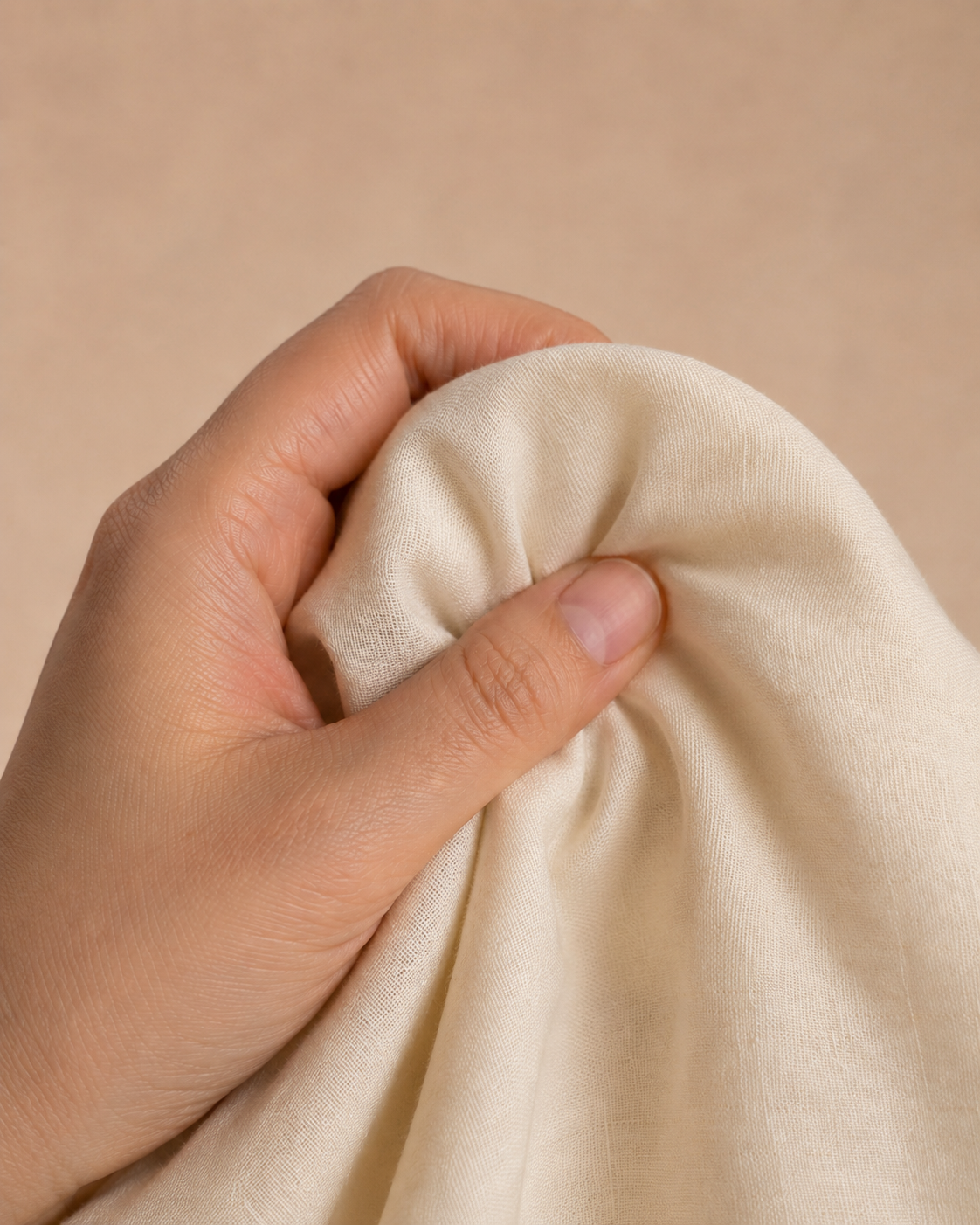 Natural fabric gently squeezed